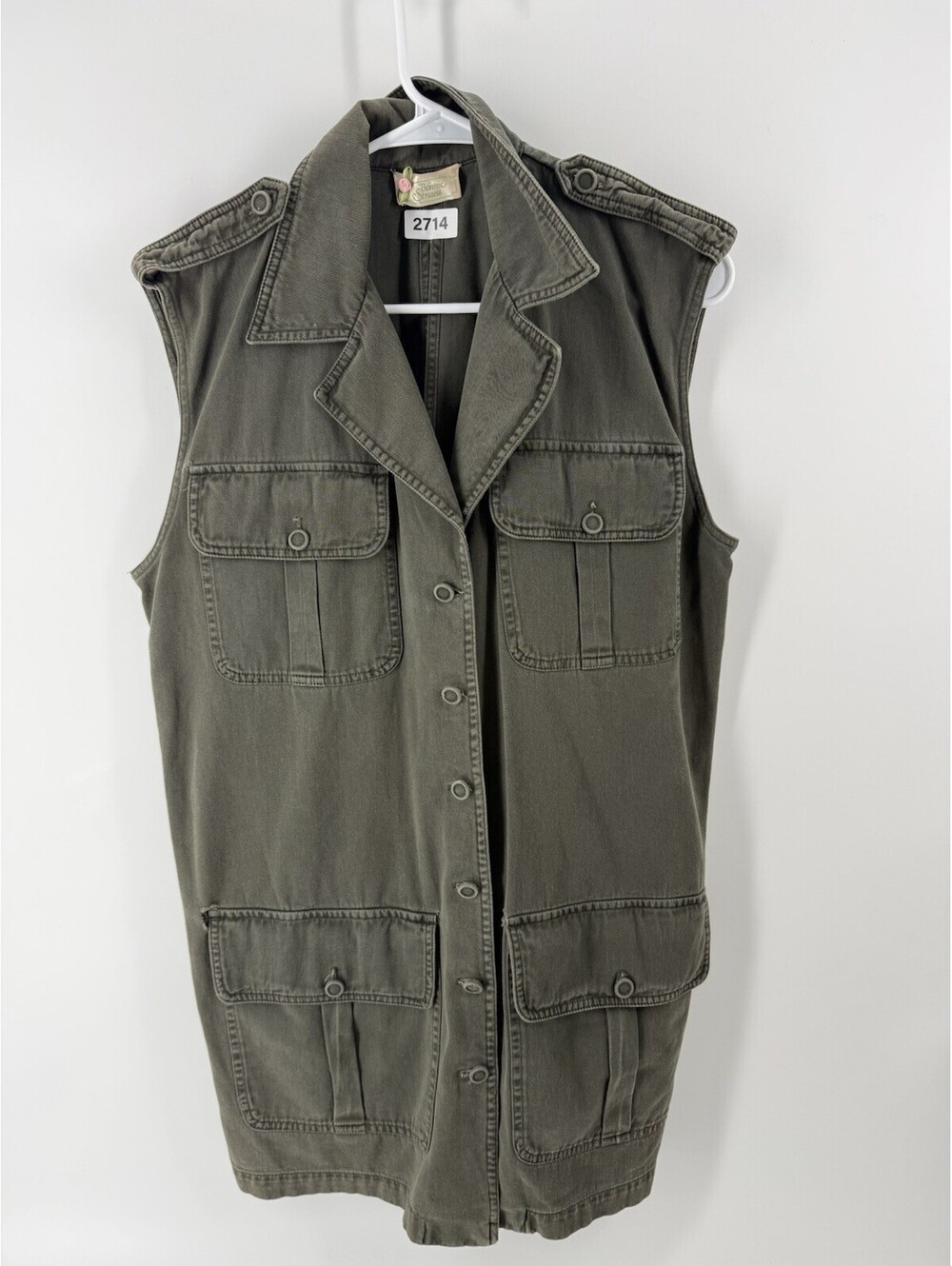 Bonnie Strauss Vintage Army Green Denim Dress